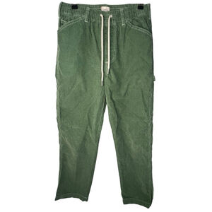 BDG Green Corduroy Straight Leg Stretchy Waist Pants With Tie